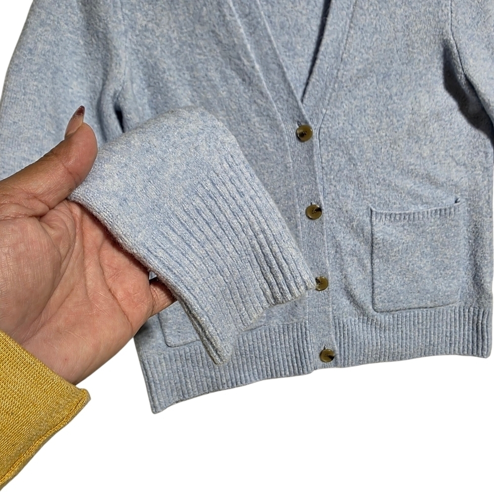 J CREW WOOL BLEND V-NECK CARDIGAN SWEATER BLUE SZ M - Picture 5 of 9